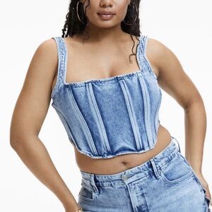 Good American Indigo Blue Denim Corset Top